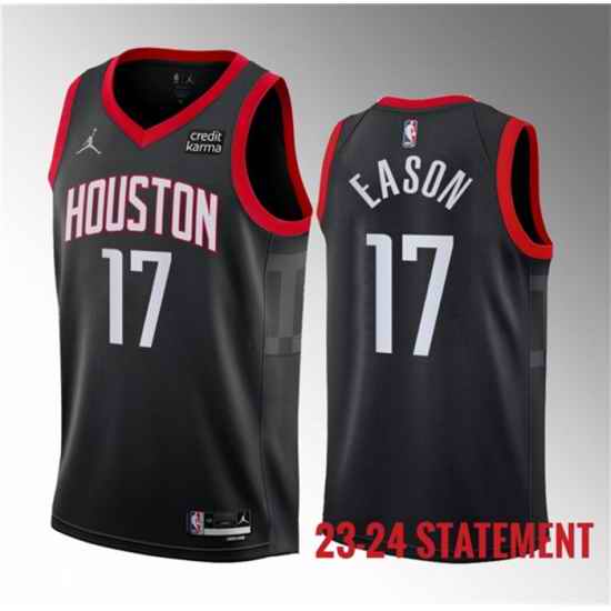 Men Houston Rockets 17 Tari Eason Black 2023 Statement Edition Stitched Basketball Jersey
